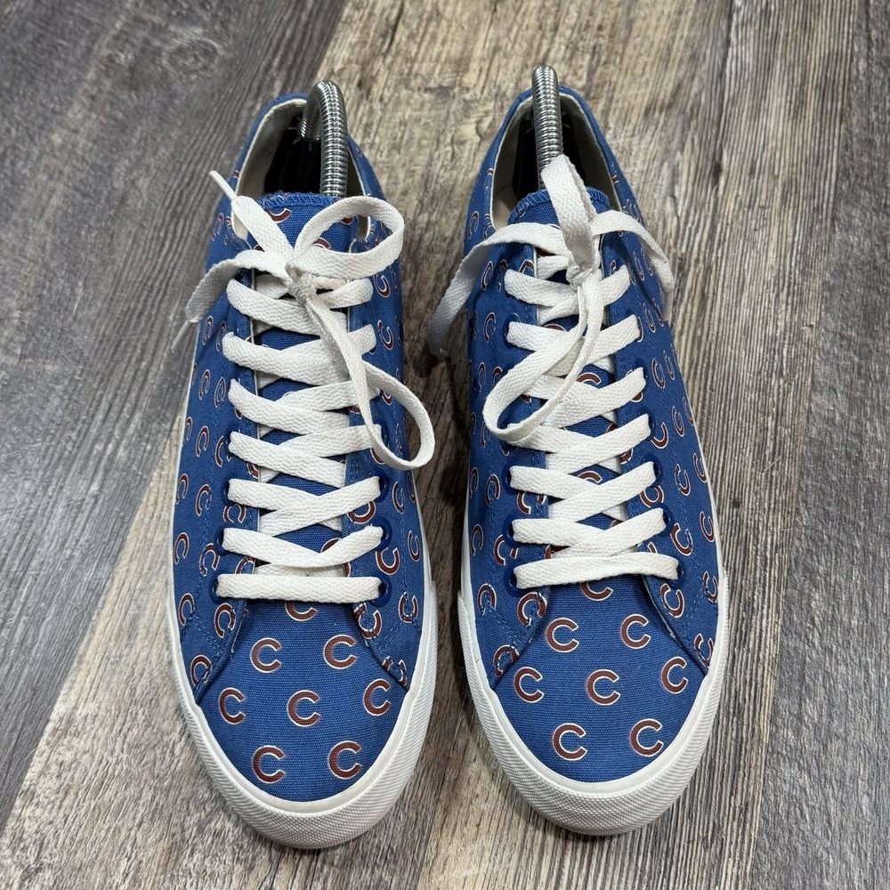 Chicago Cubs Shoes Row One Canvas Victory Sneakers Blue All-Over Logo M8‎ / W9.5 - Picture 2 of 11